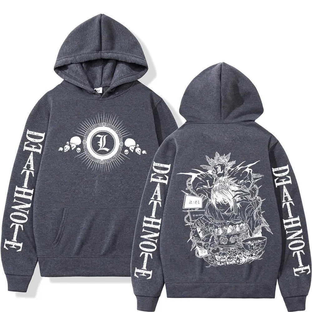 Anime Death Note Hoodies Manga Yagami Light L·Lawliet Hooded Sweatshirt Men Women Fashion Loose Long Sleeve Pullovers Streetwear