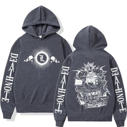 Anime Death Note Hoodies Manga Yagami Light L·Lawliet Hooded Sweatshirt Men Women Fashion Loose Long Sleeve Pullovers Streetwear