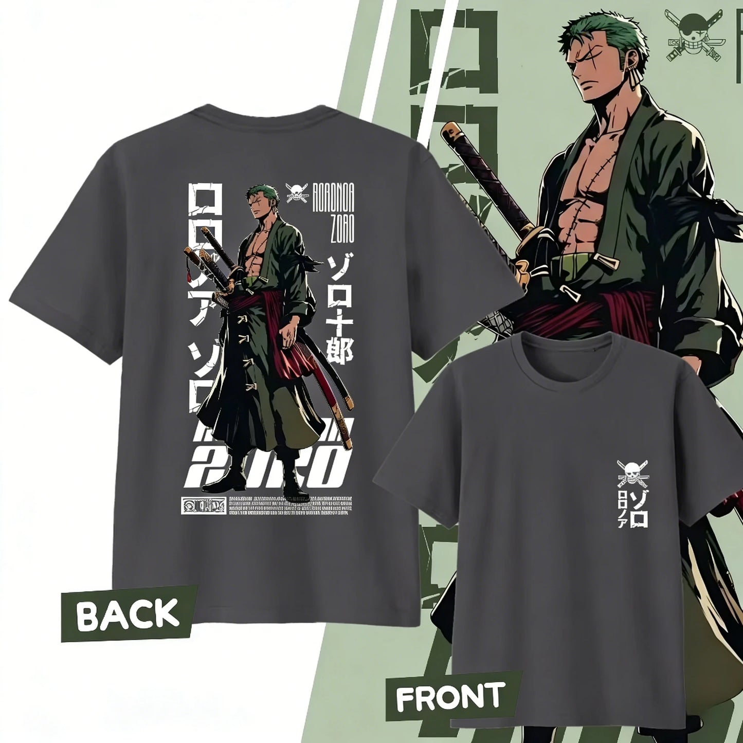 Anime One Piece Roronoa Zoro Cotton Printed T-shirt Men's and Women's T-shirt Men's Top Sports T-shirt 2026 Summer New Tee