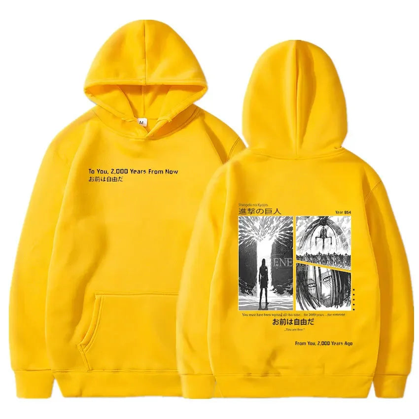 Anime Attack on Titan Hoodies Shingeki No Kyojin Season 4 Final Rumbling Eren Yaeger Oversized Hooded Sweatshirts Streetwear