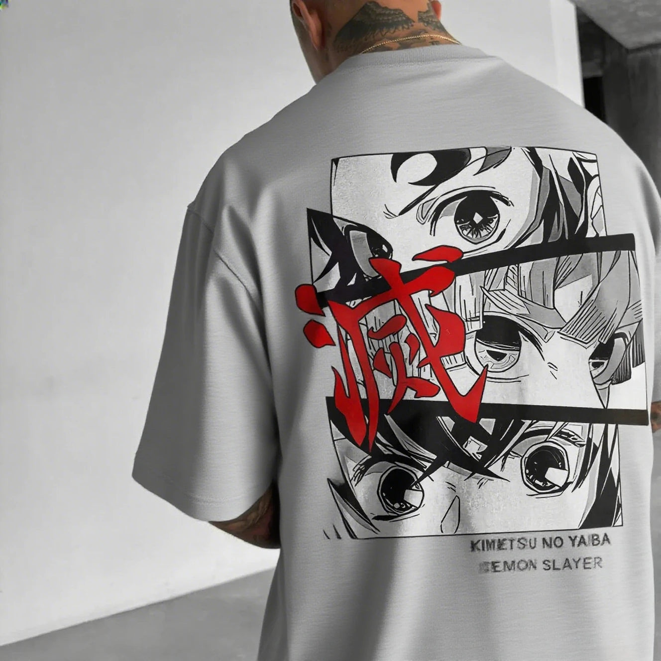 Oversized Men's T-shirt Demon Slayer Anime Print Summer trendy Women Short Sleeve Graphic Tee Streetwear Casual Tops Y2k Clothes