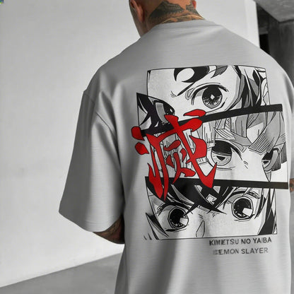 Oversized Men's T-shirt Demon Slayer Anime Print Summer trendy Women Short Sleeve Graphic Tee Streetwear Casual Tops Y2k Clothes
