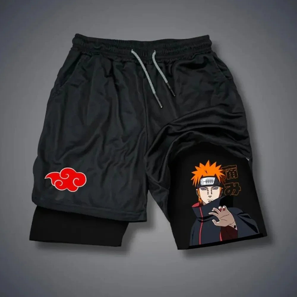 2026 Naruto Japanese Animation Peripheral Printing Double Shorts American Summer Men's Daily Loose Sports Breathable Pants