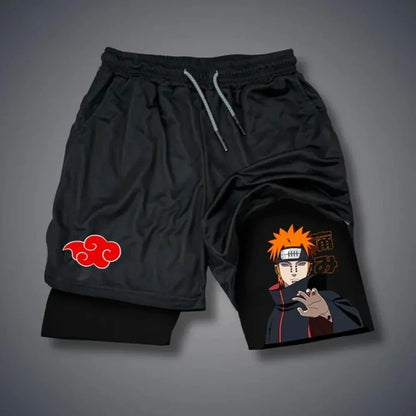 2026 Naruto Japanese Animation Peripheral Printing Double Shorts American Summer Men's Daily Loose Sports Breathable Pants