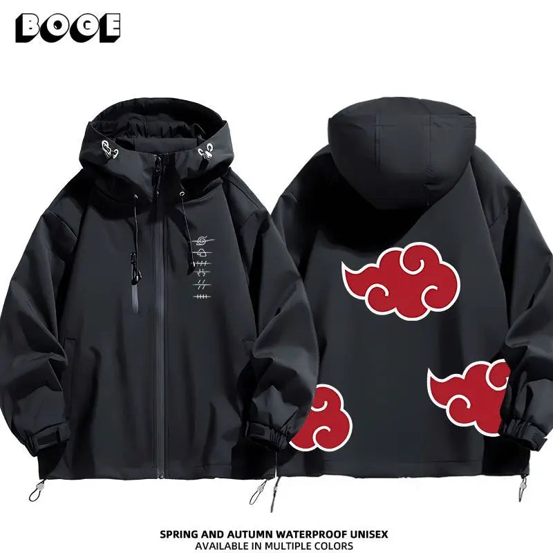 Naruto Akatsuki anime cartoon cute windbreaker anime style for boys and girls couples spring and autumn hooded coat jacket gift