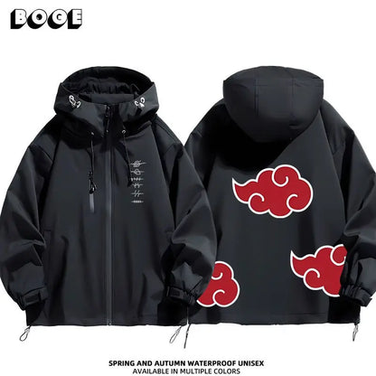 Naruto Akatsuki anime cartoon cute windbreaker anime style for boys and girls couples spring and autumn hooded coat jacket gift