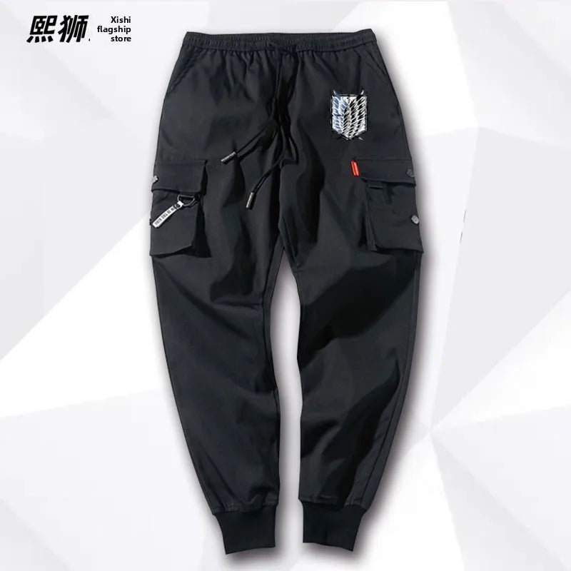 Atta on Titan Workwear Pants Casual Sports Long Trousers Elastic Waist Cotton Polyester Blend Spring Autumn Youth Faion