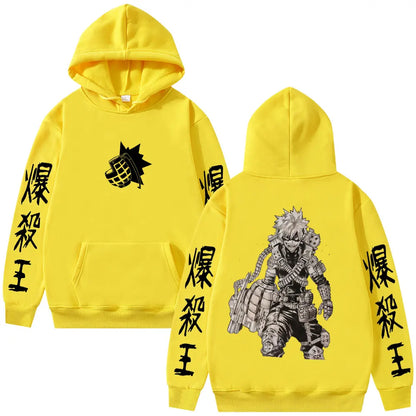 Anime My Hero Academia Bakugou Katsuki Merch Hoodie Men Women Fashion Vintage Hooded Sweatshirt Male Manga Cosplay Streetwear