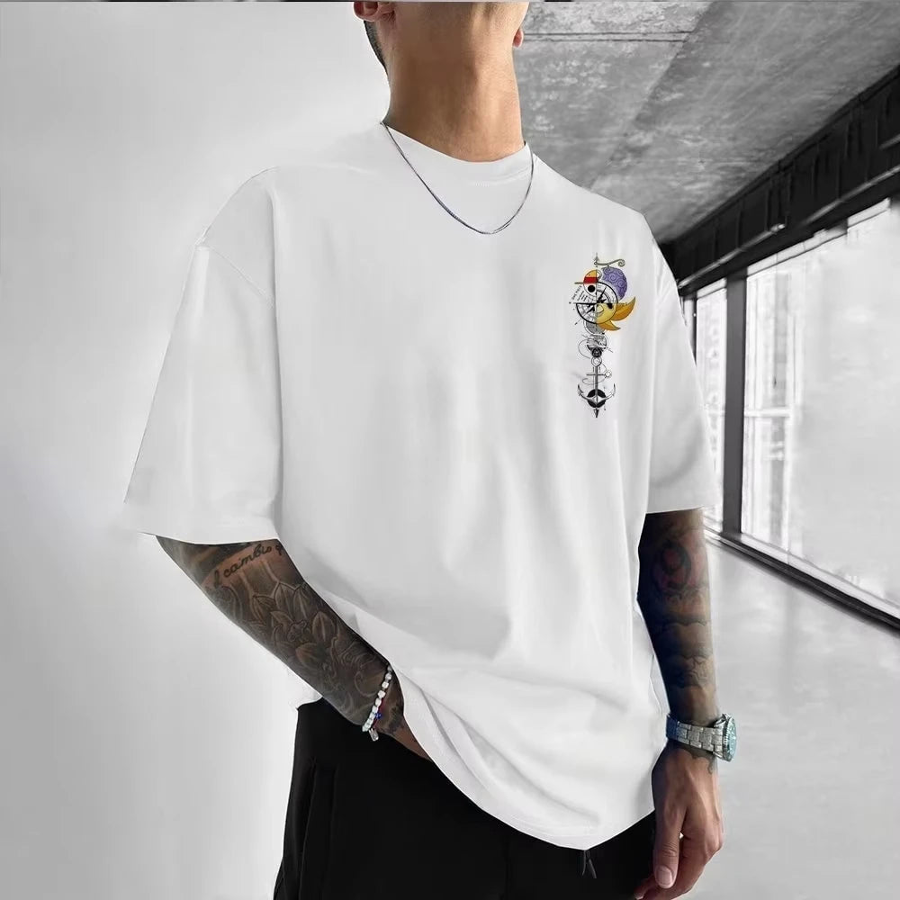 2026 Chinese New Year One Piece Men's T-shirt Monkey D. Luffy Summer and Autumn Anime Children's Short Sleeve Retro Loose Dress