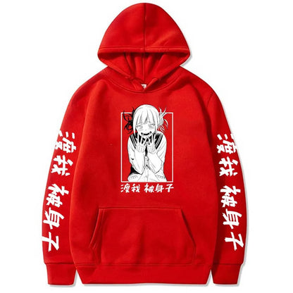 My Hero Academia Himiko Toga Design Pullover Men's Fleece Hoodies Japanese Anime Graphic Autumn Winter Fleece Streetwear Tops