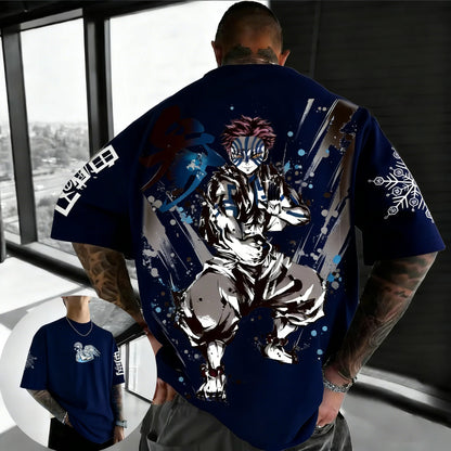 Summer Plus Size Demon Slayer Anime Printed Men, Women T-shirt Casual Parent Child Top Fashion Harajuku Style Street Wear Y2K