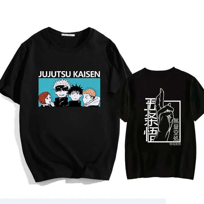 Jujutsu Kaisen Satoru Gojo Unisex Pure Cotton T-shirt 2026 Summer Anime Print Loose Casual Parent-child Short Sleeved Top
