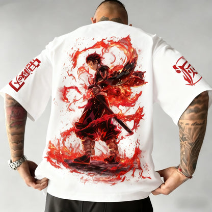 Demon Slayer Anime Co Branded Printed T-shirt Summer New Men's Japanese Harajuku Loose Casual Children's Parent Child Top