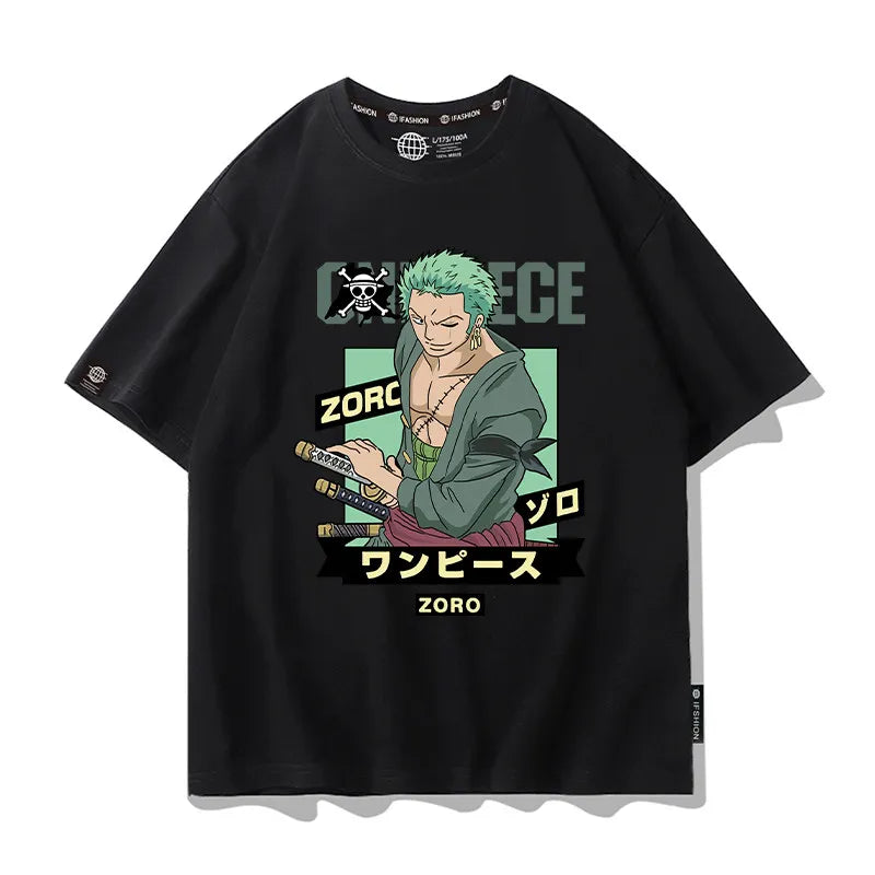 One Piece Short Sleeved T-shirt Men's Summer Nikalufei Aesolon Anime Cotton Summer Loose T-shirt Men's and Women's Half Sleeve