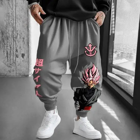 Gray Dragon Ball Goku Cotton Pants Cuffed Ankle Unisex Anime Harem Joggers Extra Large Size Wide Leg Comfort