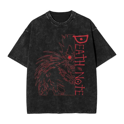 Manga DEATH NOTE T Shirts L Lawliet Graphic Print T-Shirts Washed Oversize Tshirt Short Sleeve Cotton Soft Tee Men Women Clothes