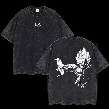Anime Dragon Ball Cosplay Washed Goku T-Shirt Cotton Loose Large Casual Sports Vegeta Gym T-Shirt Men's Harajuku Tee Clothing