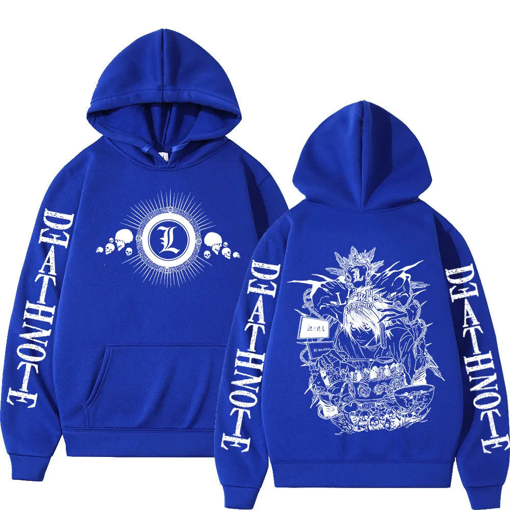 Anime Death Note Hoodies Manga Yagami Light L·Lawliet Hooded Sweatshirt Men Women Fashion Loose Long Sleeve Pullovers Streetwear