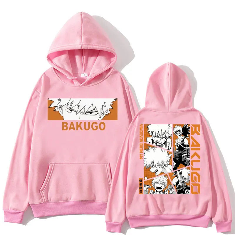 Japan Anime My Hero Academia Hoodie Bakugou Katsuki Trend Harajuku Manga Long Sleeve Men Women Fleece Loose Pullover Streetwear
