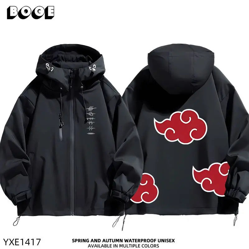 Naruto Akatsuki anime cartoon cute windbreaker anime style for boys and girls couples spring and autumn hooded coat jacket gift