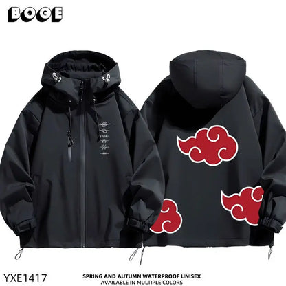 Naruto Akatsuki anime cartoon cute windbreaker anime style for boys and girls couples spring and autumn hooded coat jacket gift