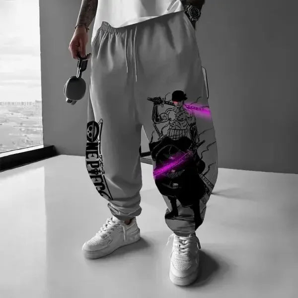One Piece Zoro Anime Men's Jogger Pants Streetwear Casual Sweatpants Cartoon Printed Trousers Spring Autumn Hip Hop Fashion Y2k
