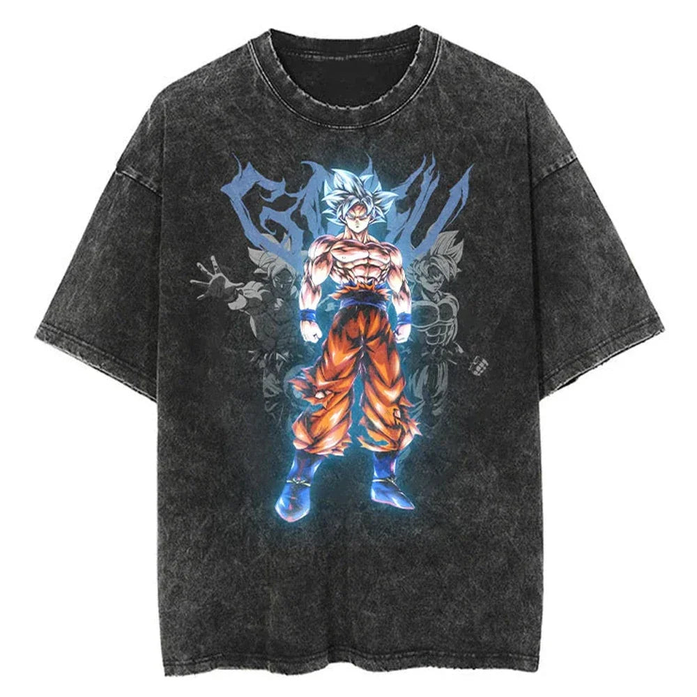 Summer Men's Washes T-shirts Japanese Anime Dragon Ball Torankusu ＆ Goten Graphic Clothing Tops Y2K Oversized Cotton DBZ Tees