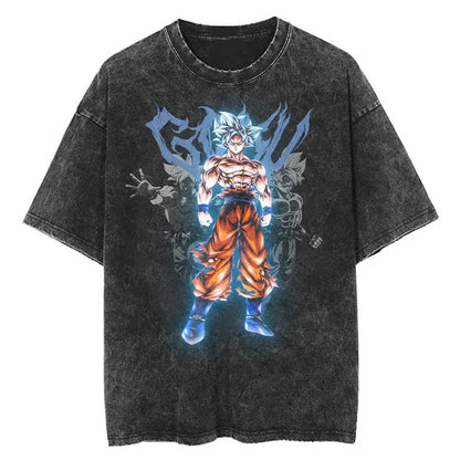 Summer Men's Washes T-shirts Japanese Anime Dragon Ball Torankusu ＆ Goten Graphic Clothing Tops Y2K Oversized Cotton DBZ Tees