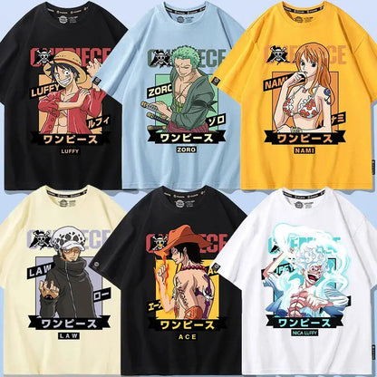 One Piece Short Sleeved T-shirt Men's Summer Nikalufei Aesolon Anime Cotton Summer Loose T-shirt Men's and Women's Half Sleeve