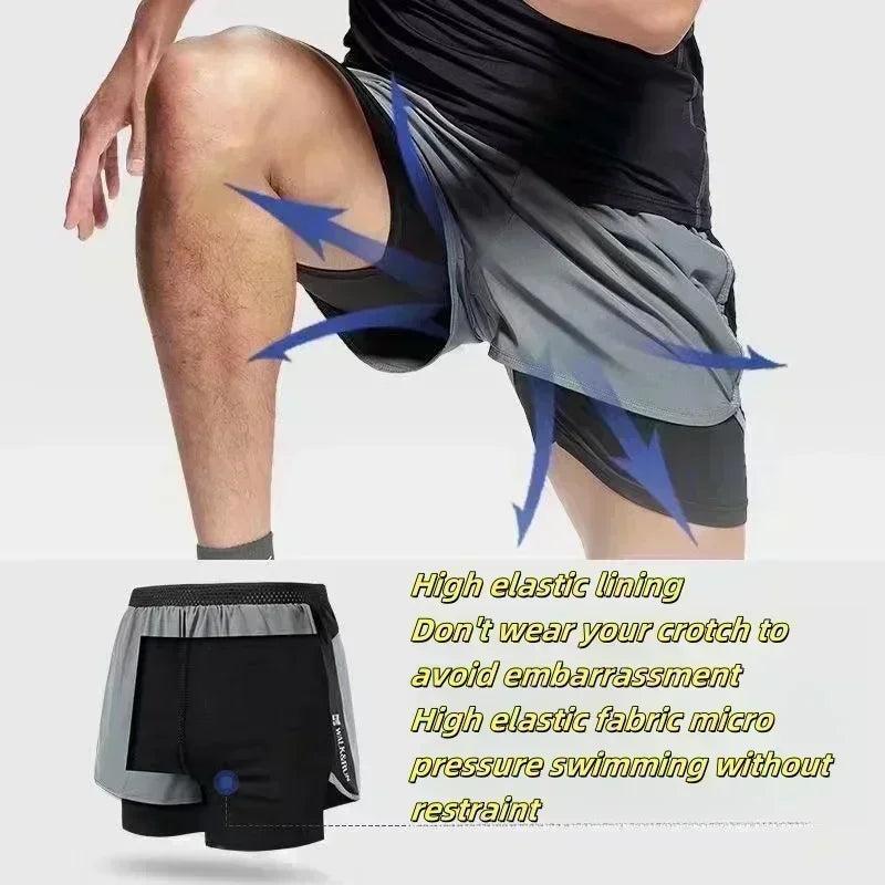 One Piece Men's Shorts Double Layer 2-in-1 Shorts Roronoa Zoro Japanese Anime Summer and Autumn Fake Two-piece Printed Pants