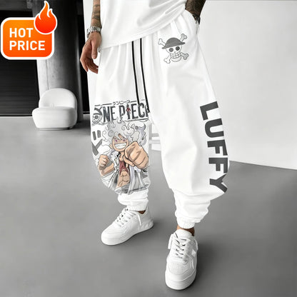 2025 Luffy Anime One Piece Harajuku Men Cotton Pants Fall Winter Cotton Trend Loose-Fit Women Casual Sports Tapered Leggings Y2K