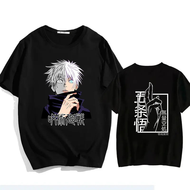 Jujutsu Kaisen Satoru Gojo Unisex Pure Cotton T-shirt 2026 Summer Anime Print Loose Casual Parent-child Short Sleeved Top