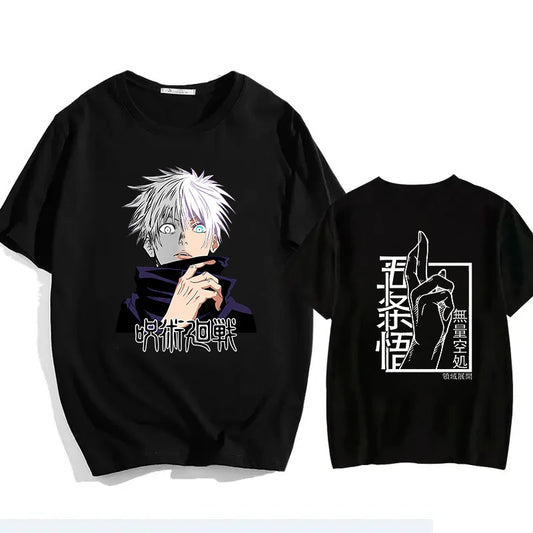 Jujutsu Kaisen Satoru Gojo Unisex Pure Cotton T-shirt 2026 Summer Anime Print Loose Casual Parent-child Short Sleeved Top
