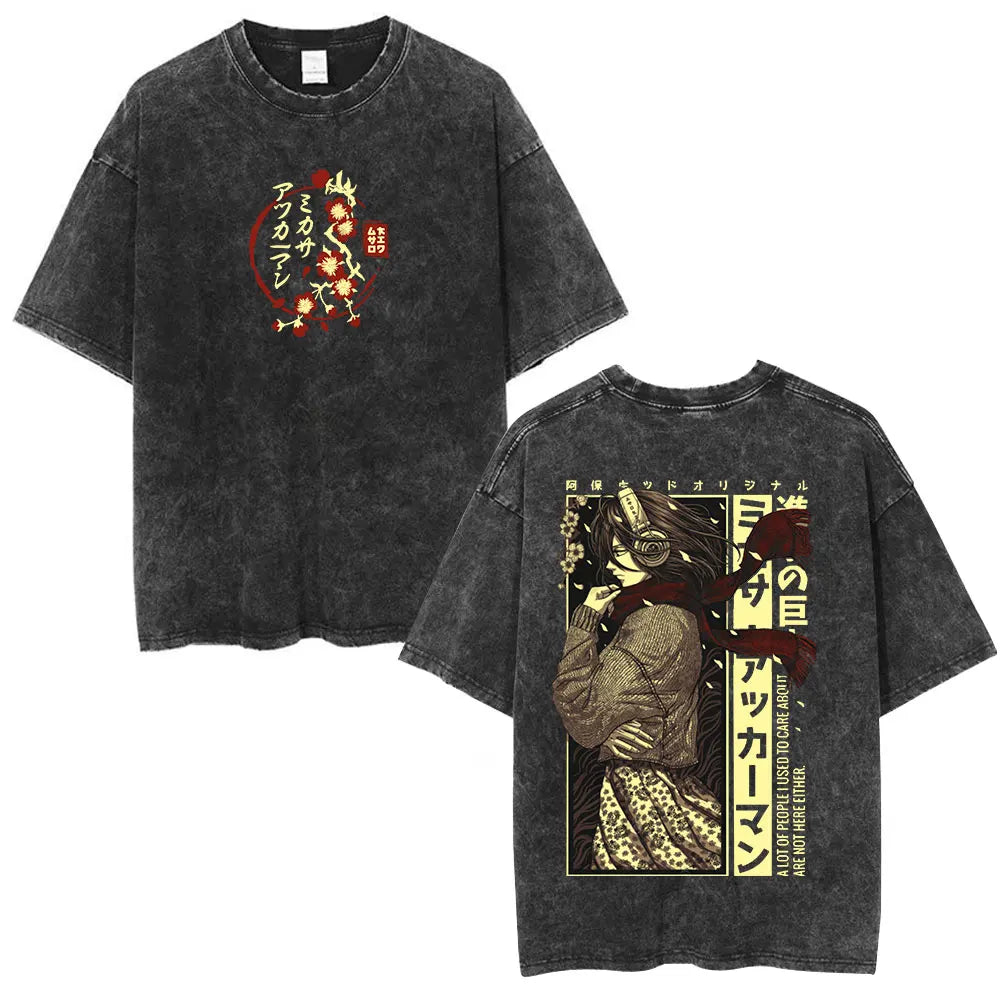 Vintage Washed Anime Attack on Titan Eren Jaeger T-shirt Men Women Fashion Short Sleeve T Shirts Cotton T-shirt Tops 2026 Summer