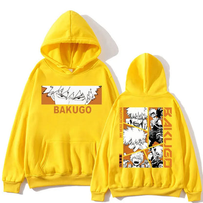 Japan Anime My Hero Academia Hoodie Bakugou Katsuki Trend Harajuku Manga Long Sleeve Men Women Fleece Loose Pullover Streetwear