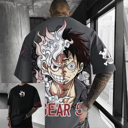 ONE PIECE Luffy Gear 5 2026 Summer New Product Harajuku Anime Printed  Short Sleeve Men's and Women's Unisex Cotton T-shirt