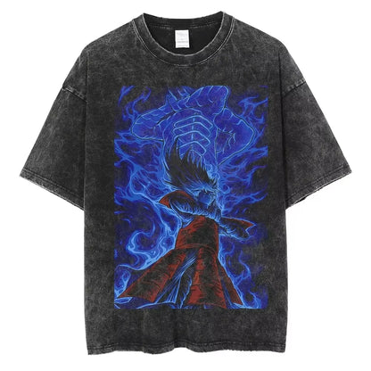 Hip Hop Streetwear Japanese Anime Naruto Print T Shirt Vintage Black T-Shirt Harajuku Cotton Casual Tops Men Short Sleeve Tshirt