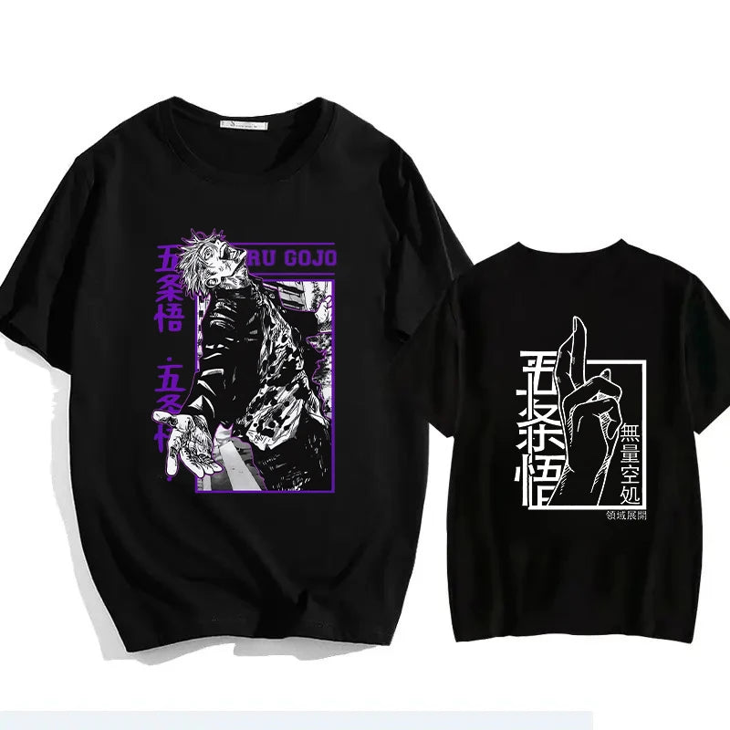 Jujutsu Kaisen Satoru Gojo Unisex Pure Cotton T-shirt 2026 Summer Anime Print Loose Casual Parent-child Short Sleeved Top