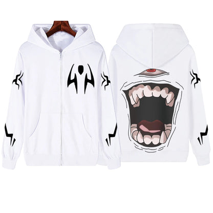 Jujutsu-Kaisen Sukuna Cosplay Zipper Hoodie Man Woman Harajuku Pullover Tops Long Sleeve Streetwear Sweatshirt