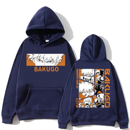 Japan Anime My Hero Academia Hoodie Bakugou Katsuki Trend Harajuku Manga Long Sleeve Men Women Fleece Loose Pullover Streetwear