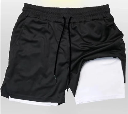 Naruto Anime New Sports 2-in-1 Shorts 2025 Men and Women Summer Gym Training Sweat-absorbing Breathable Fake Two-piece Shorts
