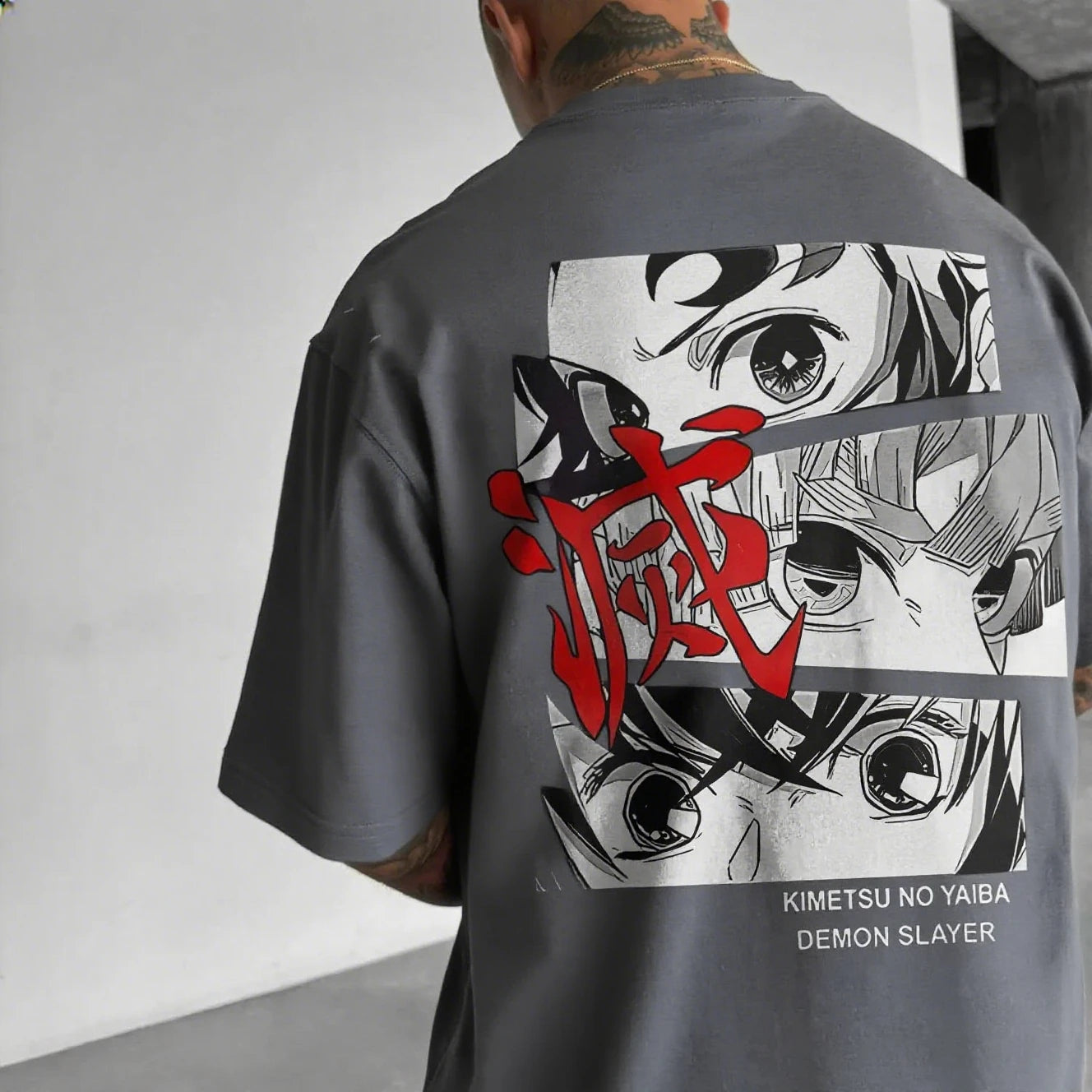 Oversized Men's T-shirt Demon Slayer Anime Print Summer trendy Women Short Sleeve Graphic Tee Streetwear Casual Tops Y2k Clothes