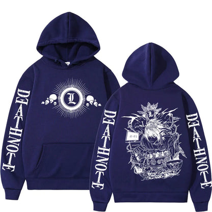 Anime Death Note Hoodies Manga Yagami Light L·Lawliet Hooded Sweatshirt Men Women Fashion Loose Long Sleeve Pullovers Streetwear