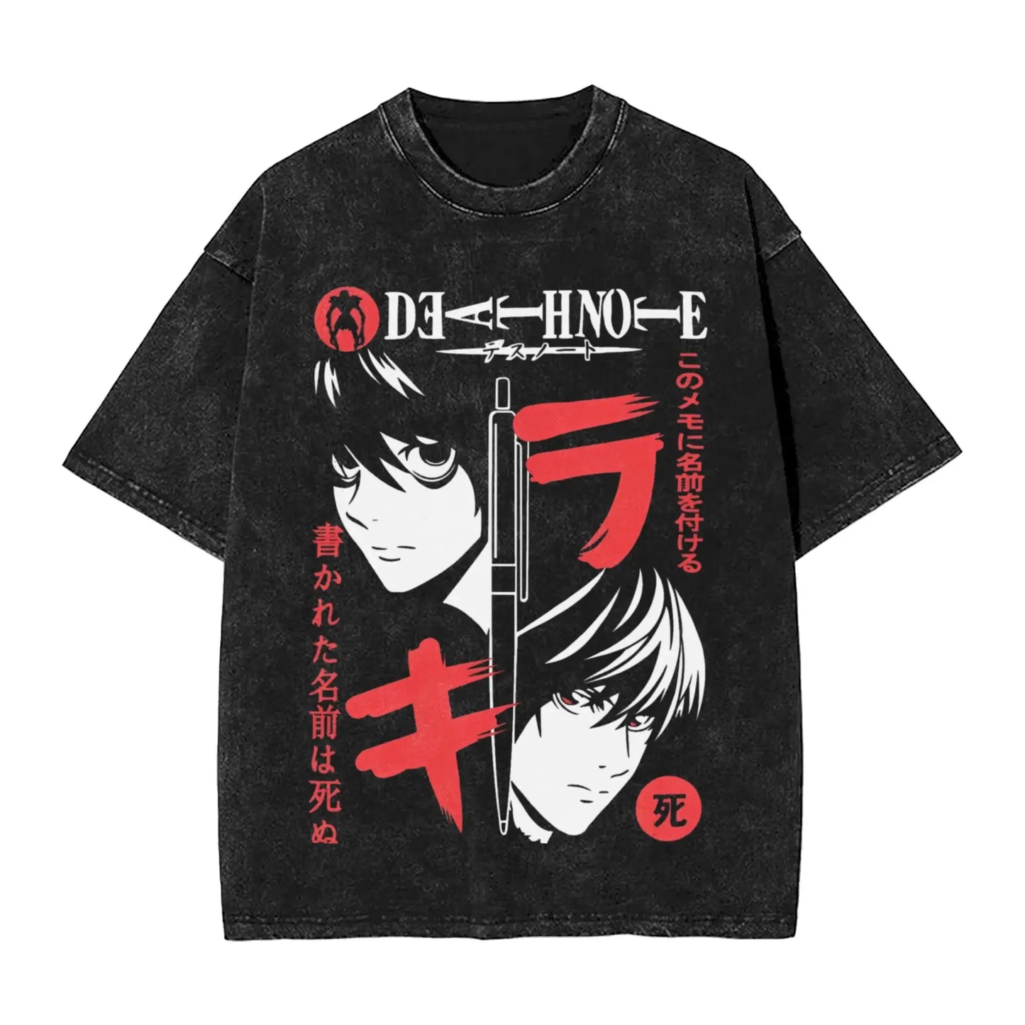 Manga DEATH NOTE T Shirts L Lawliet Graphic Print T-Shirts Washed Oversize Tshirt Short Sleeve Cotton Soft Tee Men Women Clothes