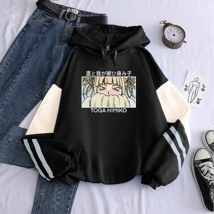 My Hero Academia Anime Kawaii Cartoon Graphics Himiko Toga Hoodies Men Women Long Sleeve Patchwork Boys/girls Hoodie Sweatshirts
