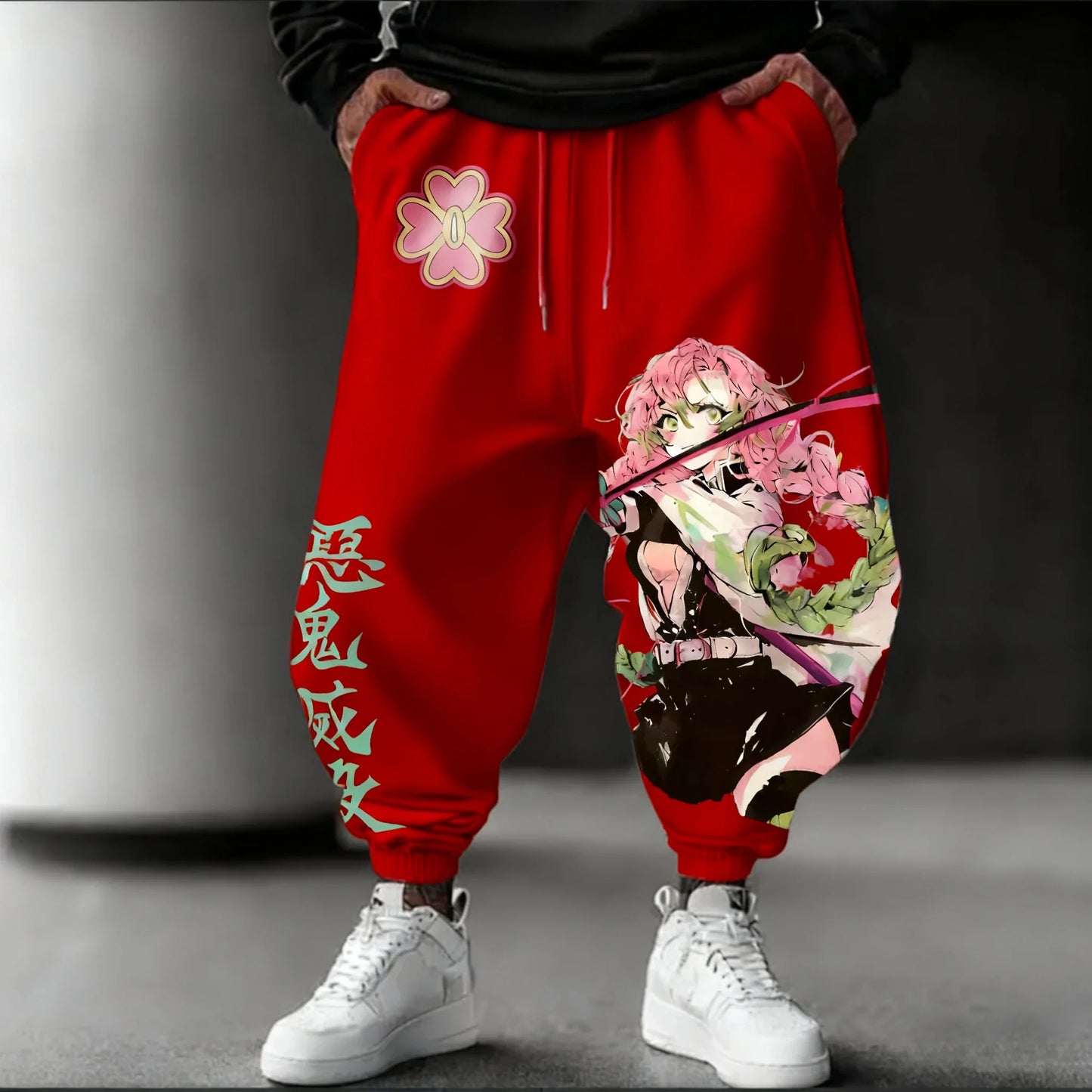 Demon Slayer Anime 2025 Autumn/Winter Sweatpants New Kanroji Mitsuri Hand Drawn Printed Men's Loose Casual Fashion Tapered Pants