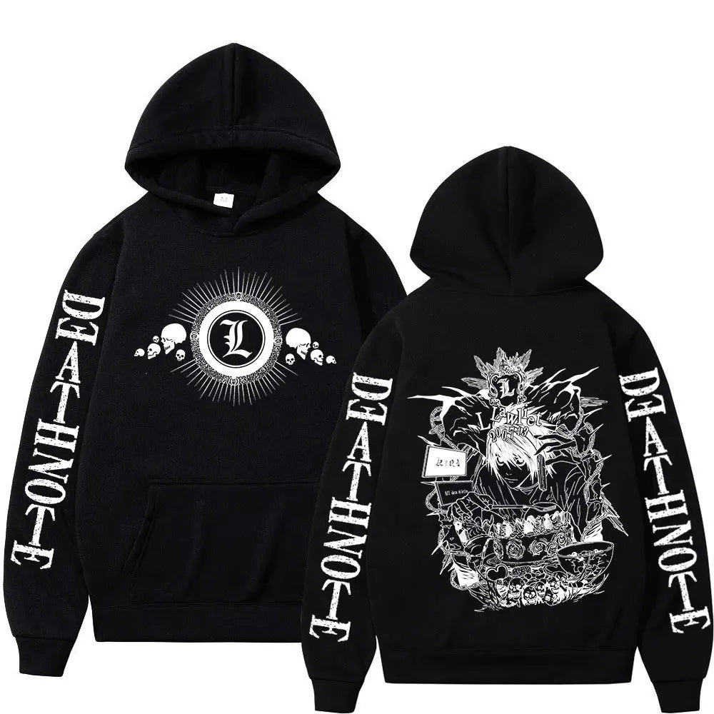 Anime Death Note Hoodies Manga Yagami Light L·Lawliet Hooded Sweatshirt Men Women Fashion Loose Long Sleeve Pullovers Streetwear