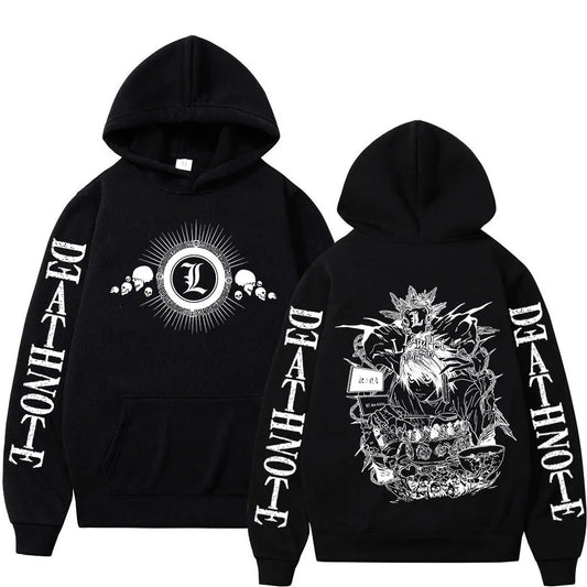 Anime Death Note Hoodies Manga Yagami Light L·Lawliet Hooded Sweatshirt Men Women Fashion Loose Long Sleeve Pullovers Streetwear