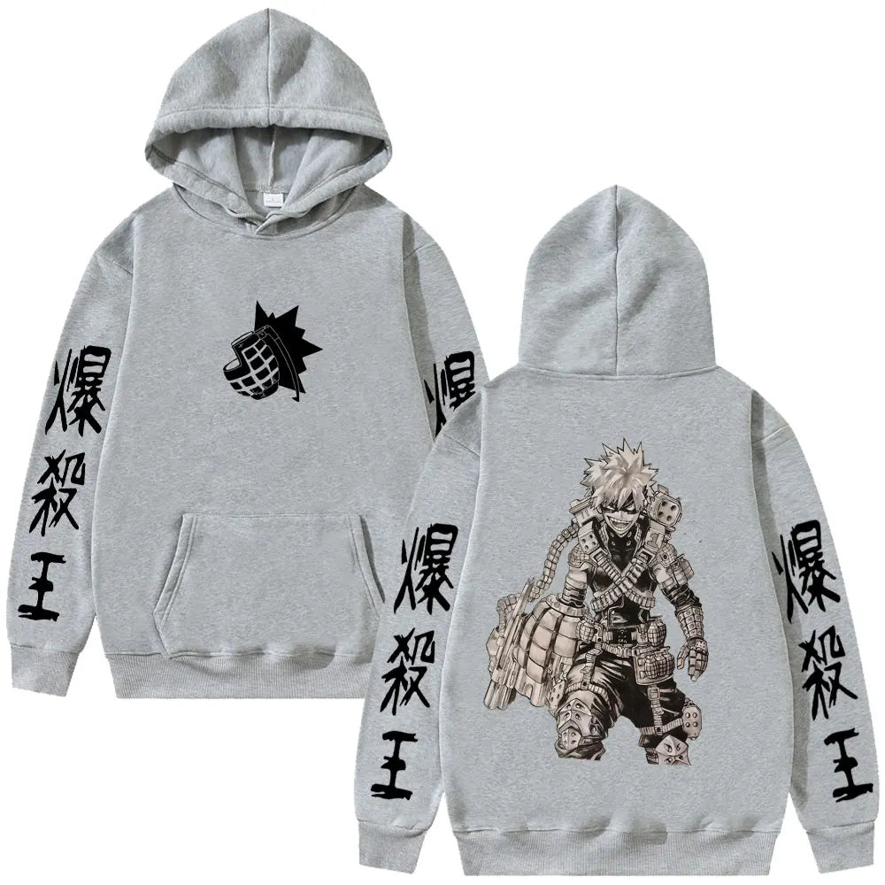 Anime My Hero Academia Bakugou Katsuki Merch Hoodie Men Women Fashion Vintage Hooded Sweatshirt Male Manga Cosplay Streetwear