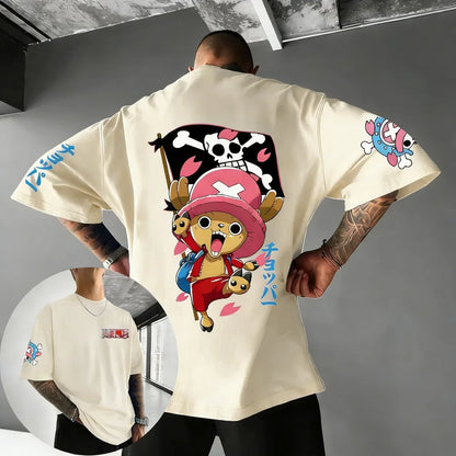 2026 New Unisex Cotton T-shirt ONE PIECE Tony Tony Chopper 2026 Summer Harajuku Anime Printed Large Loose Parent Short Sleeve